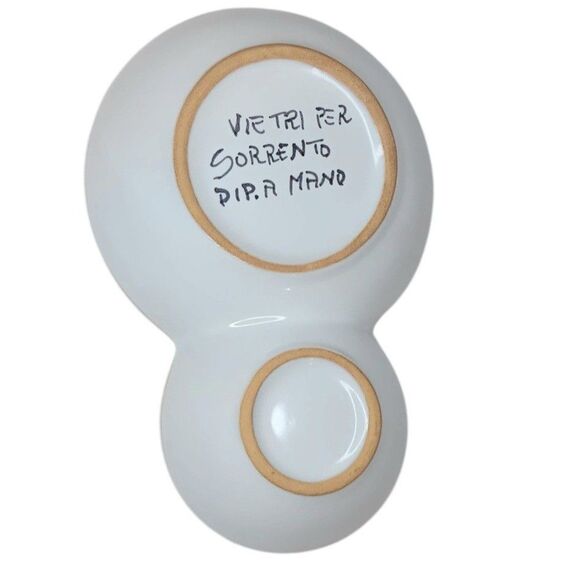 Olive Dish Two Section Yellow Handpainted Olives Leaves Branches Made In Italy - Picture 4 of 7